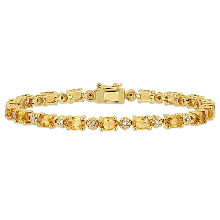 Citrine and Diamond Accent 18k Yellow Gold Over Sterling Silver Tennis
Bracelet 8.10ctw