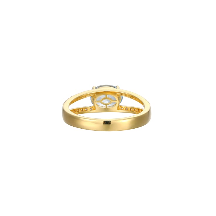Blue Lab Create Spinel And White Cubic Zirconia 18K Gold Over Silver
Ring 2.47ctw