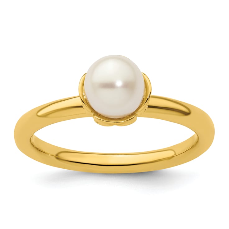 14K Yellow Gold Over Sterling Silver Stackable Expressions White
Freshwater Cultured Pearl Ring