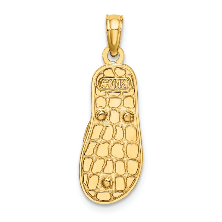 14k Yellow Gold Enamel Anchor On Blue Polka-Dot Flip-Flop Pendant