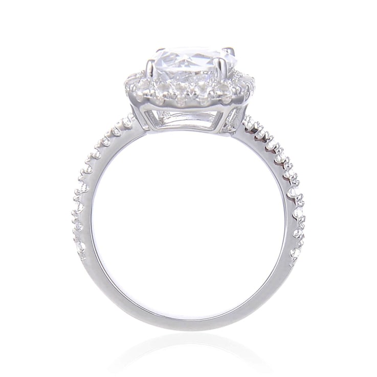 White Topaz Sterling Silver Halo Ring, 3.83ctw