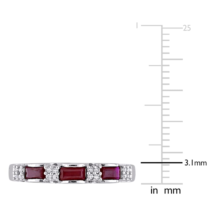 Ruby and Diamond 10K White Gold Ring 0.58ctw