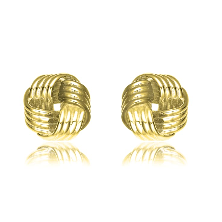 Twisted Knot Button Stud Earrings In 14K Gold Over Brass