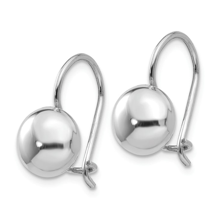 Rhodium Over 14k White Gold Polished Button Drop Earrings