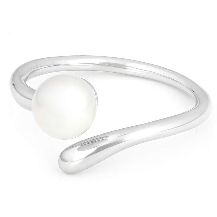 Freshwater Pearl Bypass Ring In Sterling Silver