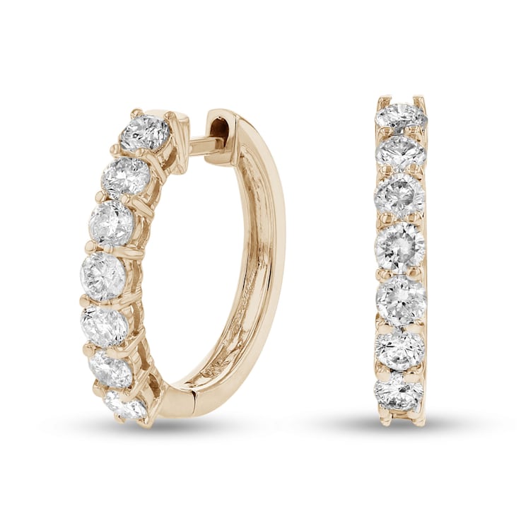 1.00ctw Diamond Hoop Earrings in 14k Yellow Gold
