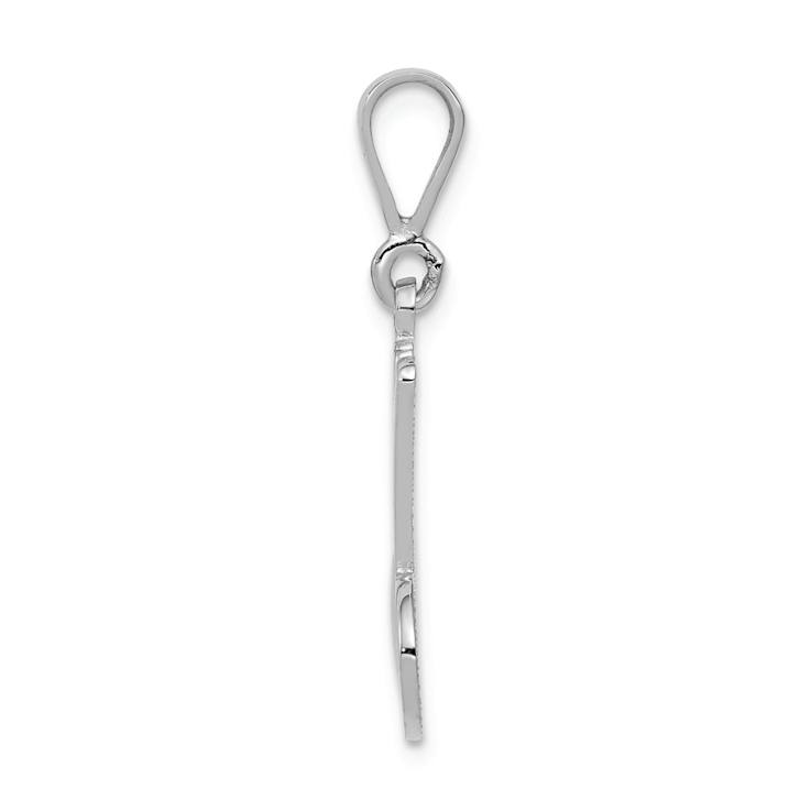 Rhodium Over 14k White Gold Solid Polished Script Filigree Textured
Letter M Initial Pendant