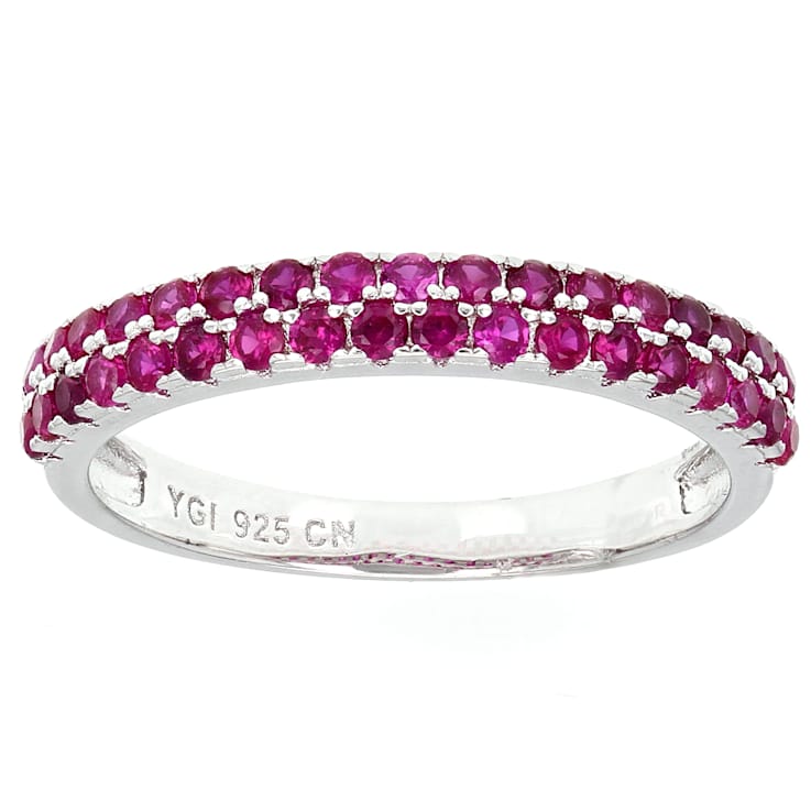 Lab-Created Ruby Stackable Band Ring In Sterling Silver