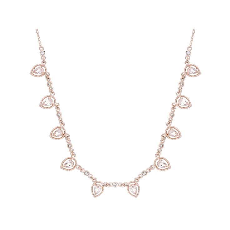 Morganite And White Zircon Station Necklace In 18K Rose Gold Over
Sterling Silver 1.46ctw