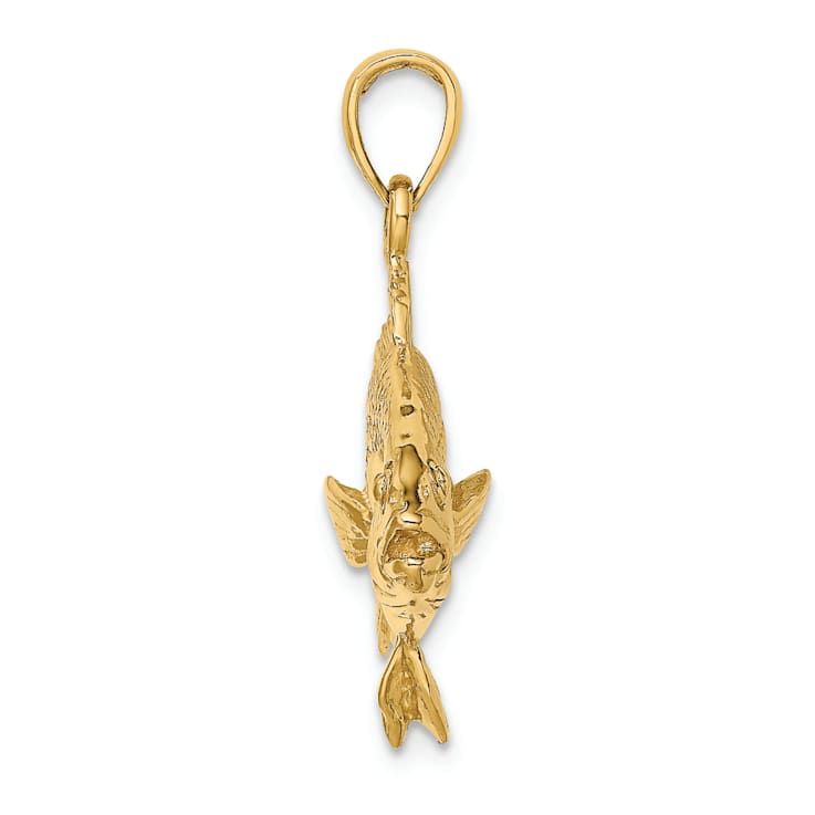 14k Yellow Gold 3D Textured Red Snapper Fish Charm