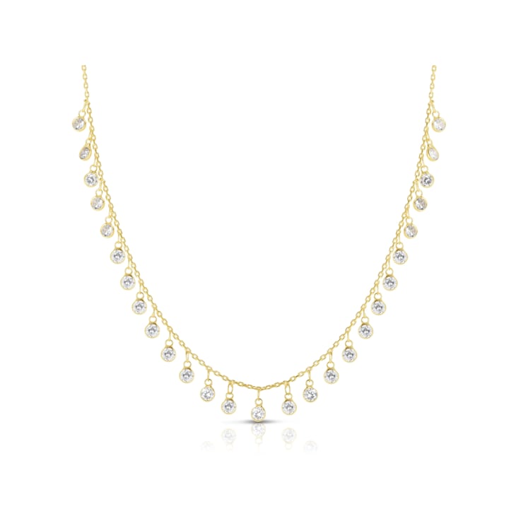 Sterling Statements 14K Yellow Gold Over Sterling Silver White Cubic
Zirconia Charm Necklace