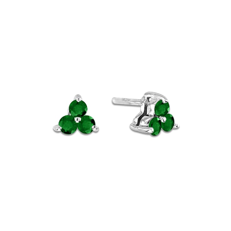 0.30ctw Emerald 3-Stone Earrings in 14k White Gold