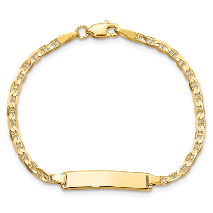 14k Yellow Gold Flat Mariner Link ID Bracelet