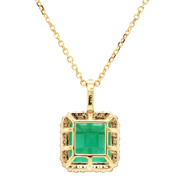 4.33 Ctw Emerald and 0.25 Ctw White Diamond Pendant in 14K YG