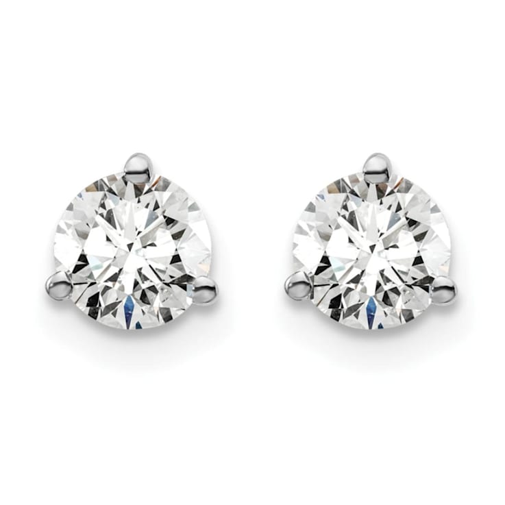 14K White Gold Lab Grown Diamond 7/8ctw VS/SI GH 3 Prong Earrings
