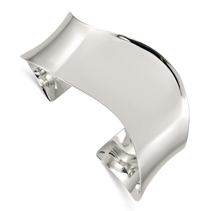 Sterling Silver Polished Wave Cuff Bracelet