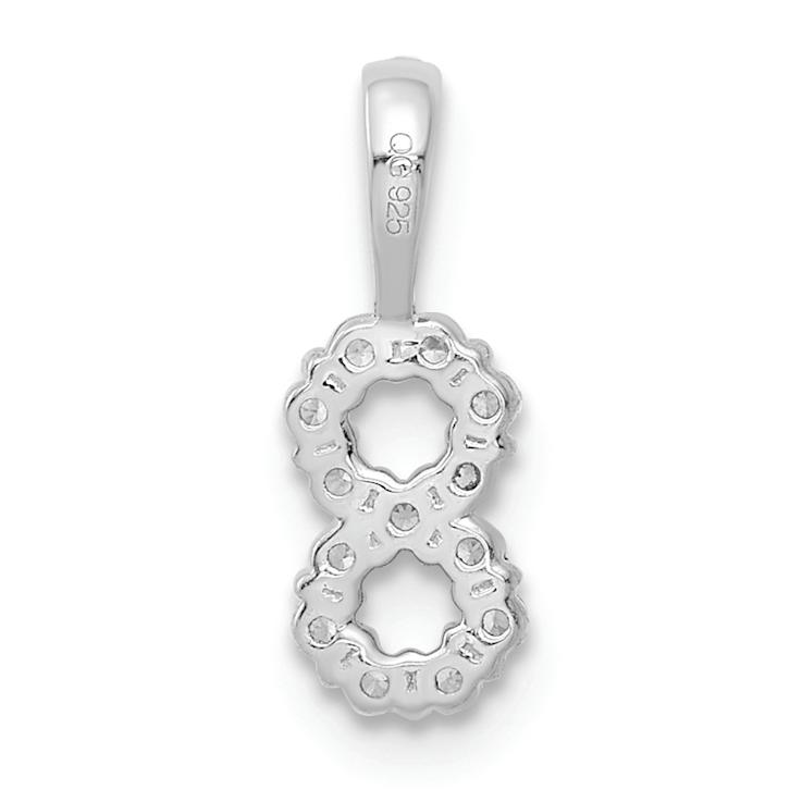 Rhodium Over 14k White Gold Diamond Number 8 Pendant