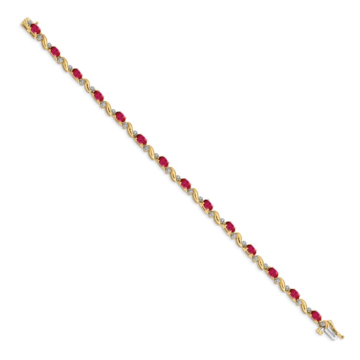 14k Yellow Gold and 14k White Gold with Rhodium Over 14k Yellow Gold
Diamond and Ruby Bracelet