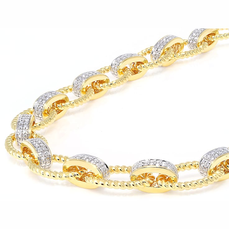 Diamond Station Link Necklace With Rope Design