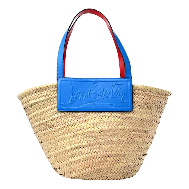 Christian Louboutin Loubishore Blue Woven Raffia Large Tote