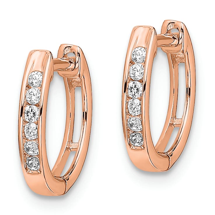 Diamond Hinged Hoop Earrings In 10K Rose Gold 0.12ctw