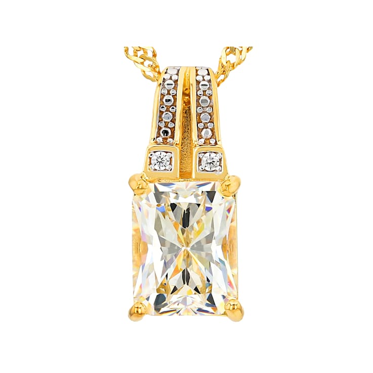 Diamond Simulant Rectangular Octagonal And White Zircon Pendant Necklace
In 18K Gold Over Sterling Silver 3.33ctw