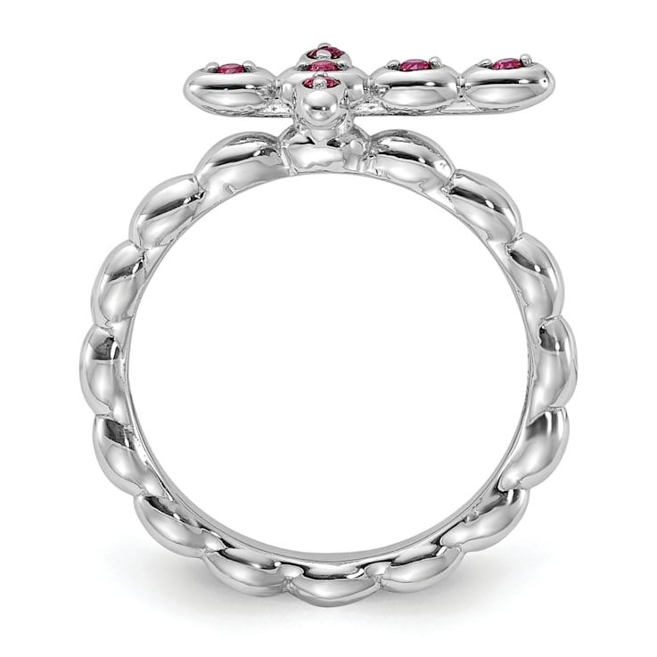Rhodium Over Sterling Silver Stackable Expressions Cross Lab Created
Ruby Ring 0.14ctw
