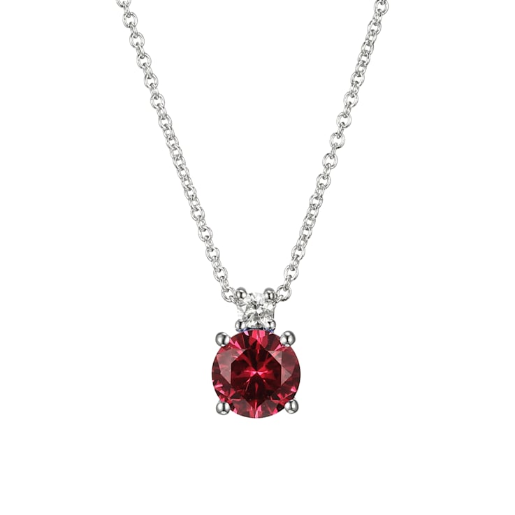 Red Lab Created Ruby Rhodium Over Sterling Silver Necklace 1.07ctw