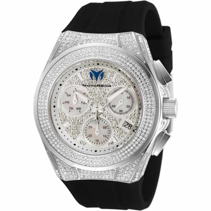 Technomarine Cruise 45mm White Dial Black Silicone Strap Quartz Watch