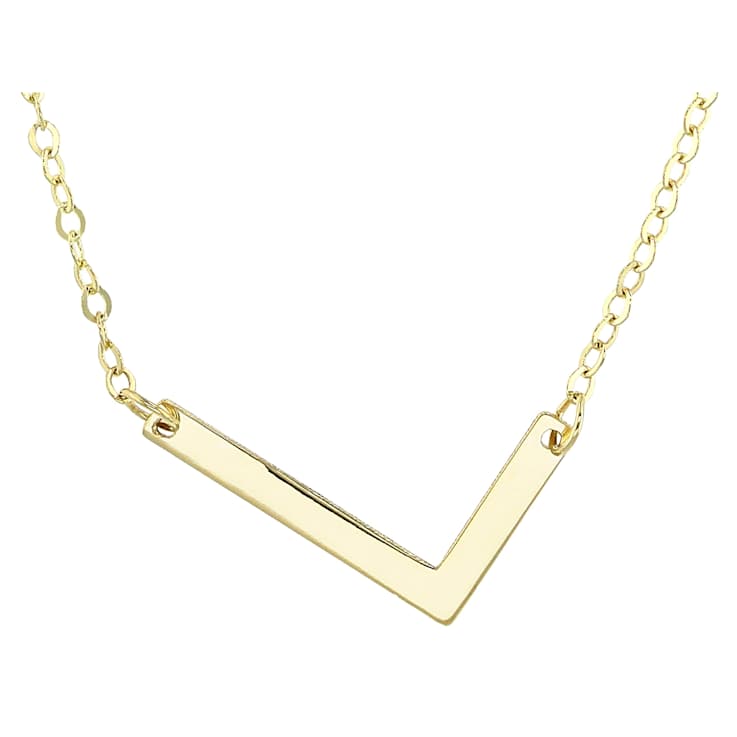 Sideways Initial L Necklace In Solid 14K Yellow Gold 18 Inch