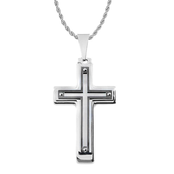 Invicta Men's Two-Tone Cross Pendant With Chain In Stainless Steel
