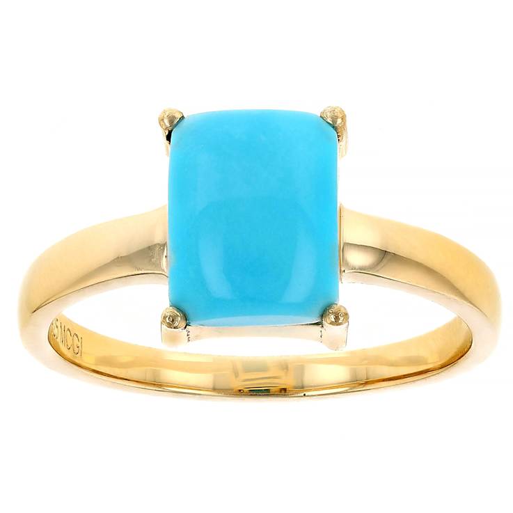 Sleeping Beauty Turquoise Ring In 18K Gold Over Sterling Silver