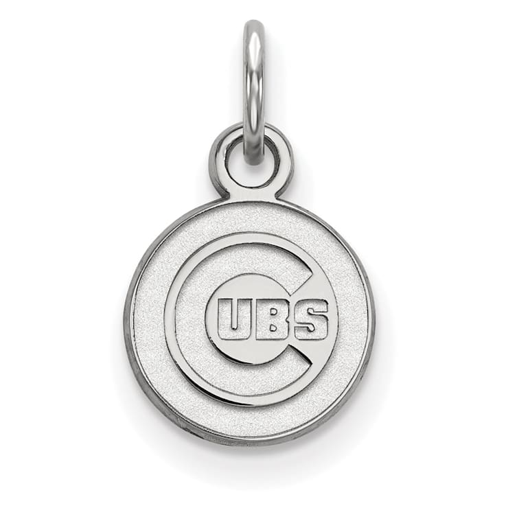 Rhodium Over Sterling Silver MLB Chicago Cubs LogoArt Circle Pendant