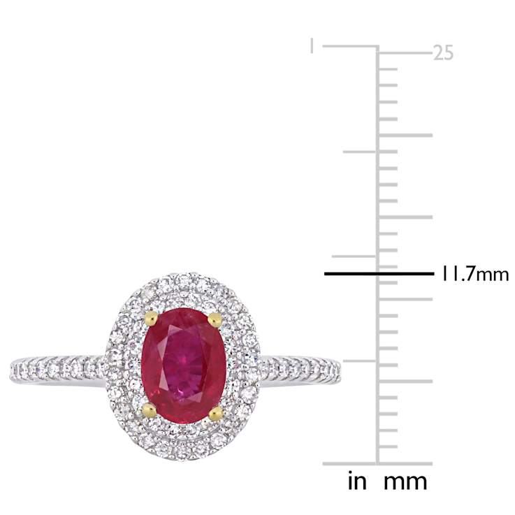 Ruby and Diamond 14K White and Yellow Gold Ring 1.26ctw