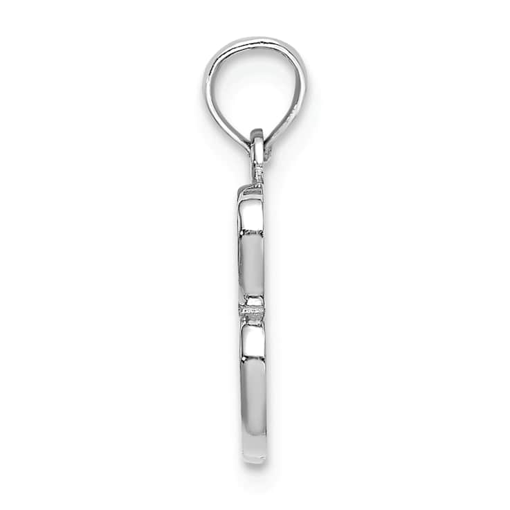 Rhodium Over 14k White Gold Polished Script Letter B Initial Pendant