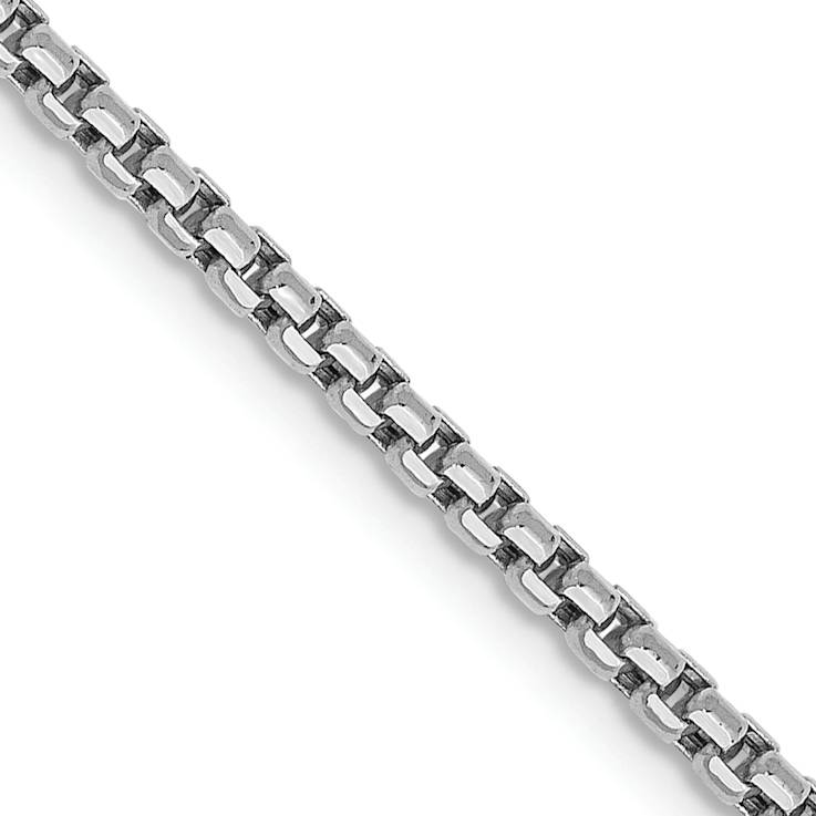 14k White Gold 1.75mm Hollow Round Box Chain 22"