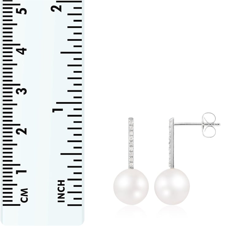 White Cultured Freshwater Pearl 14k White Gold Earrings 8-8.5mm