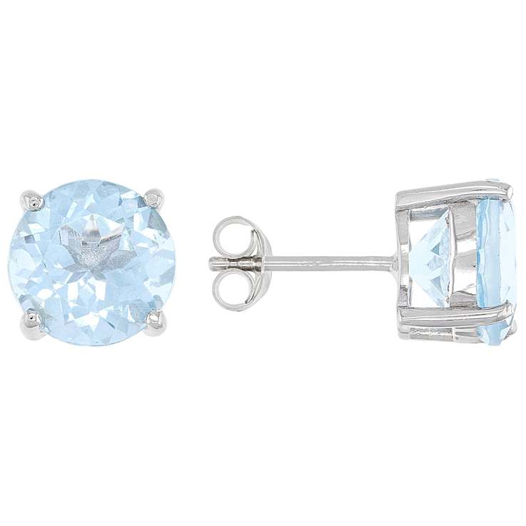 Large Sky Blue Topaz Stud Earrings In Sterling Silver