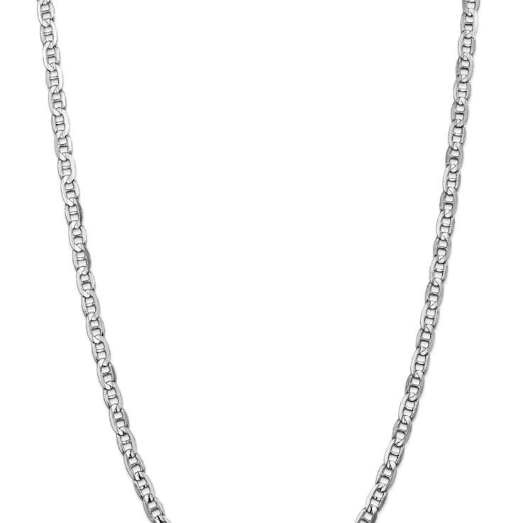 Rhodium Over 14k White Gold 5.25mm Solid Concave Mariner Chain