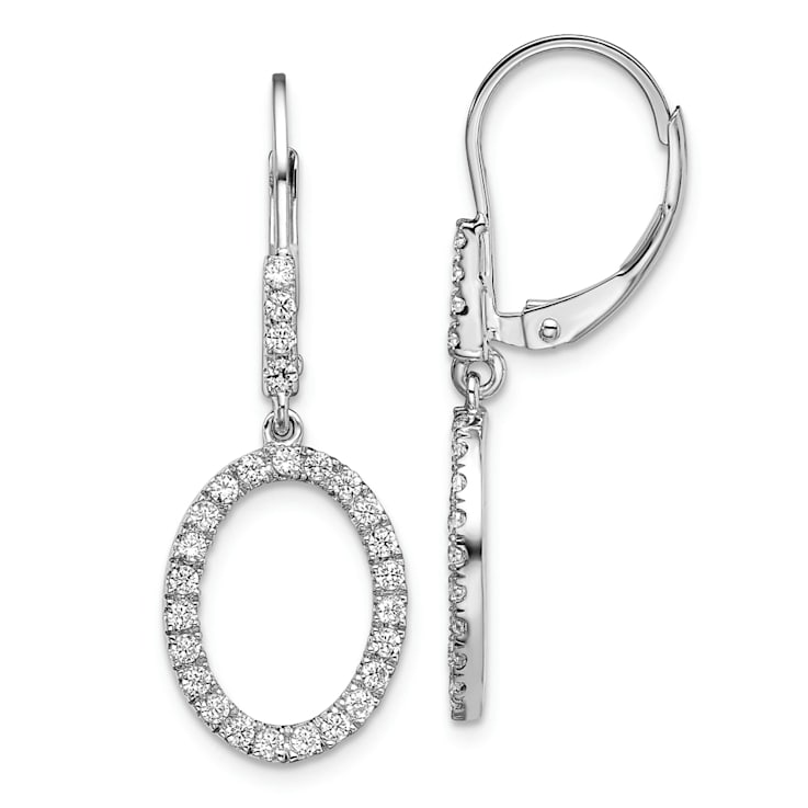 Rhodium Over 14K White Gold Lab Grown Diamond SI1/SI2, G H I, Oval
Leverback Earrings