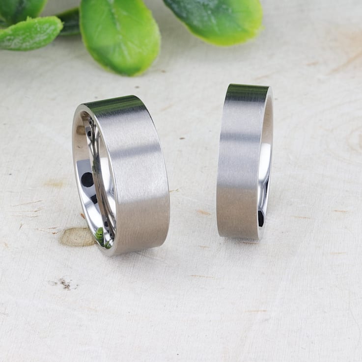 SOLAR Flat Profile Brushed Finish Men’s Titanium Wedding Band 8mm