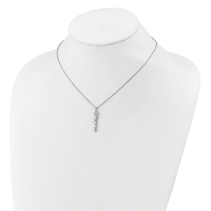 Rhodium Over Sterling Silver Polished Fancy Cubic Zirconia With 2 Inch
Extension Necklace