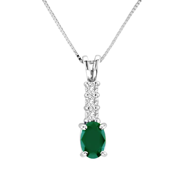 0.64ctw Emerald and Diamond Pendant in in 14k White Gold