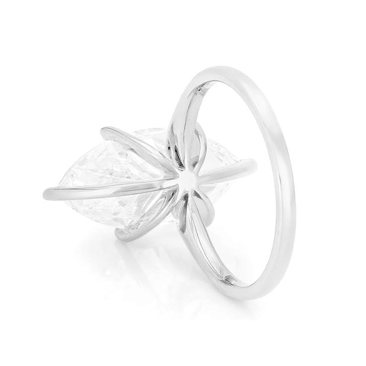 Lab-Grown Diamond Marquise Solitaire Ring In 14K White Gold 5.00ct