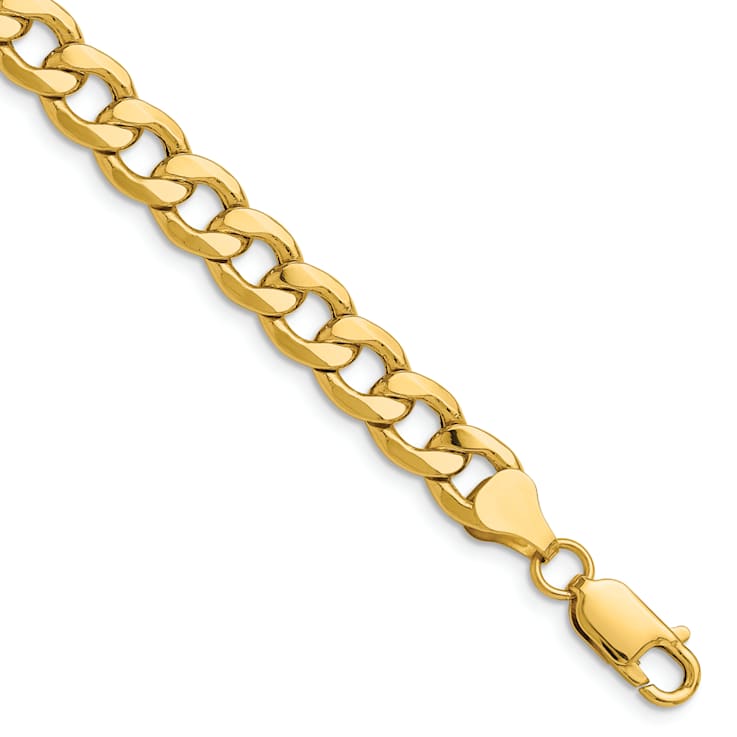 14k Yellow Gold 7.5mm Curb Link Bracelet, 7 Inches