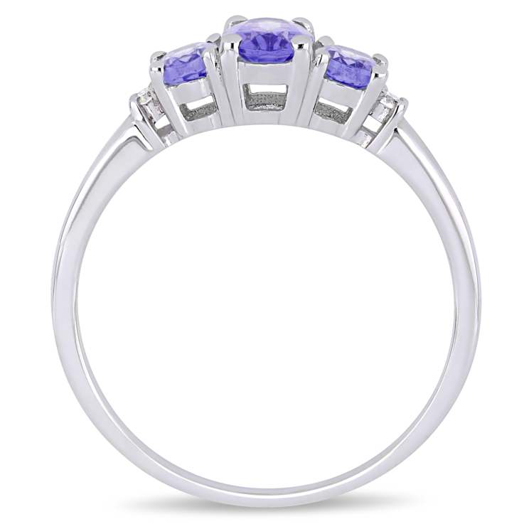 Tanzanite and Diamond 10K White Gold Ring 0.77ctw