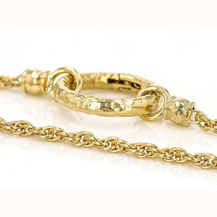 Rope Chain Necklace With Carabinear Clip In 18K Gold Over Sterling
Silver 3mm 22 Inch