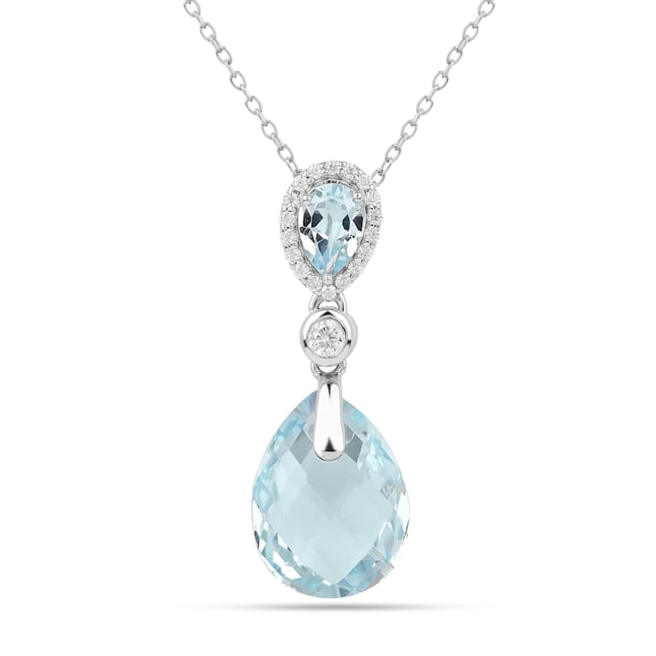 Sky Blue Topaz Checkerboard Pear Shaped Rhodium Over Sterling Silver
Teardrop Necklace