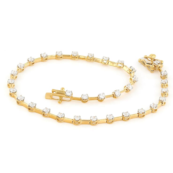 Lab-Grown Diamond Tennis Bracelet In 14K Gold Over Sterling Silver 1.00ctw