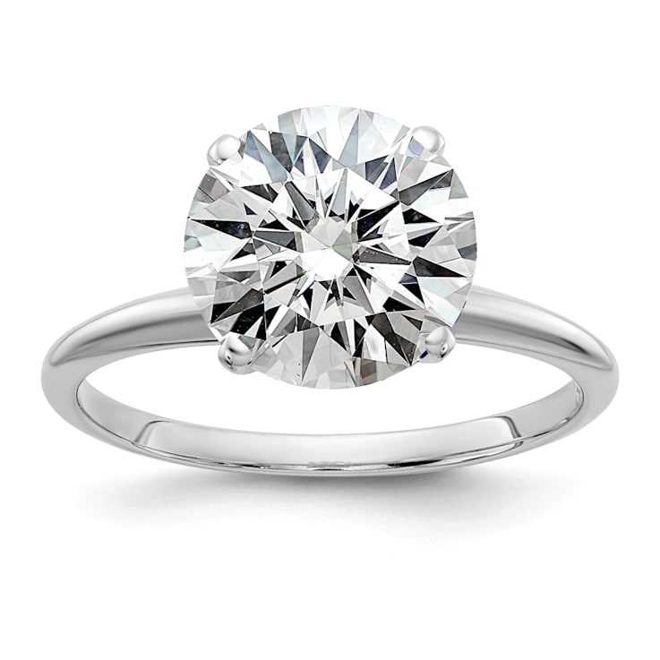 Rhodium Over 14K White Gold 3 ct. D E F Pure Light Round Moissanite
Solitaire Ring